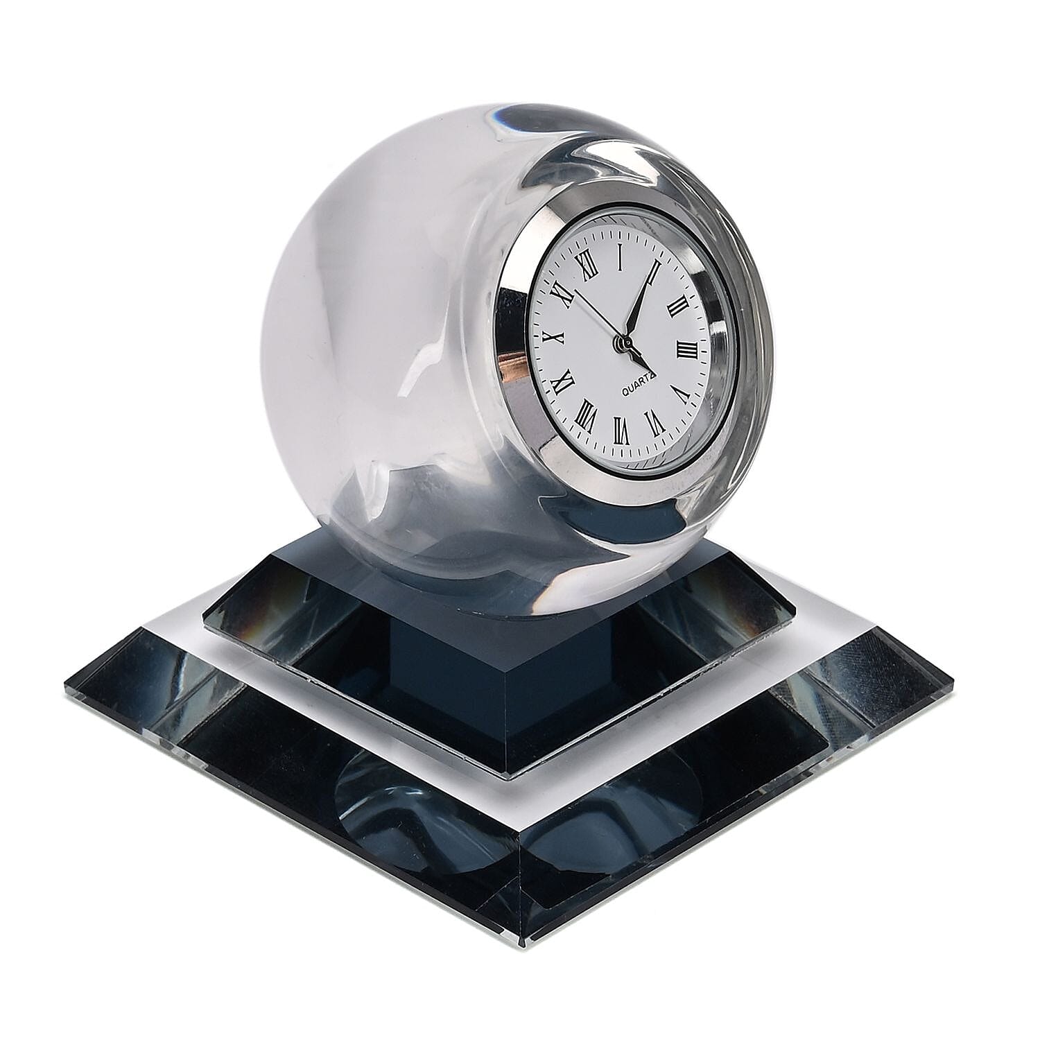 Spherical Glass Table Clock with Roman Numerals - 7579447 - TJC