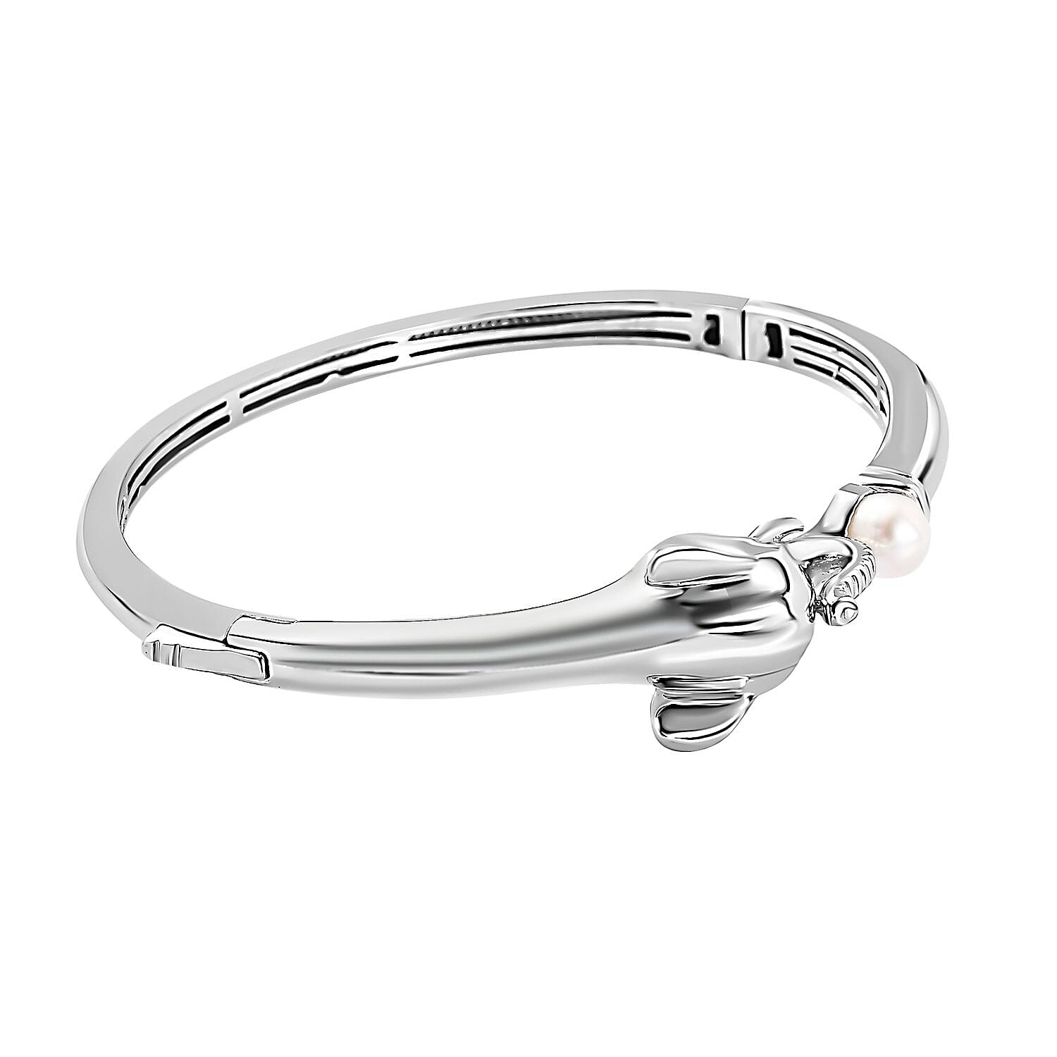 Designer CLOSEOUT - White Fresh Water Pearl Elephant Bangle