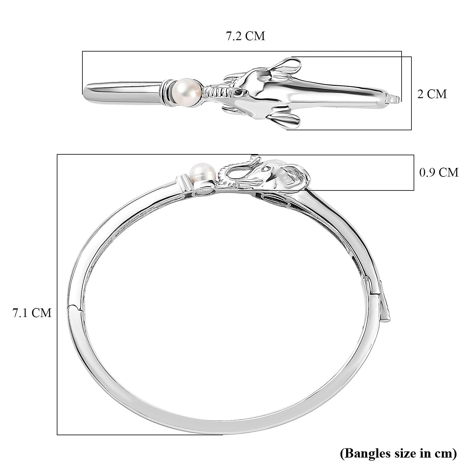 Designer CLOSEOUT - White Fresh Water Pearl Elephant Bangle