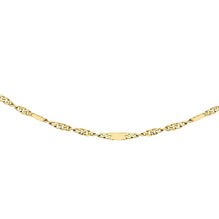 Diamond Cut Twist and Bar Curb Chain 16 Inch in 9K Yellow Gold