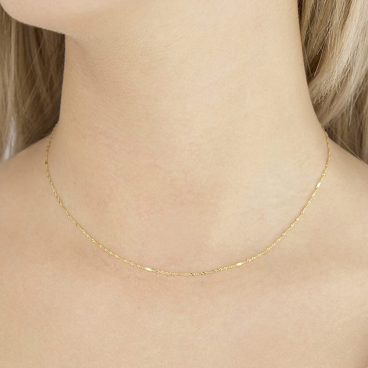 9K Yellow Gold  Chain (Size - 16),  Gold Wt. 0.91 Gms