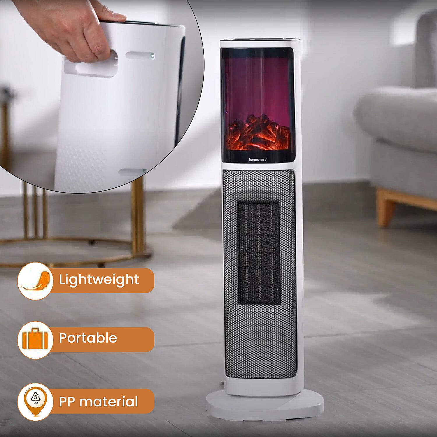 Lowest Ever Buy Opportunity - Energy Efficient Ceramic Heater With Fireplace, Remote Control- Heats upto 45 degrees With Safety Tip-Over Feature - 1400W-2000W