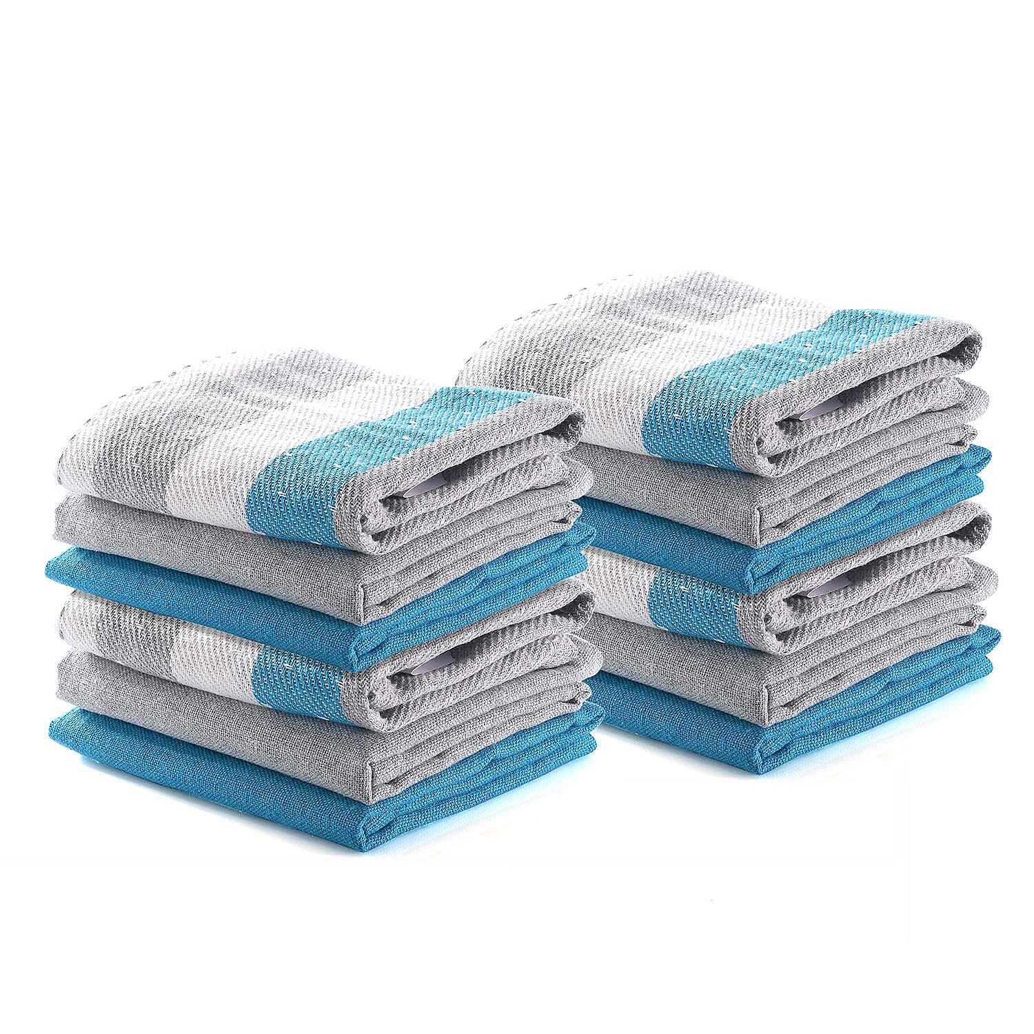 Set of 12 - Cotton Kitchen Towel (Size 56x36 cm) - Turquoise