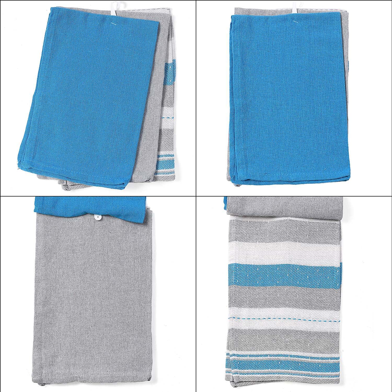 Set of 12 - Cotton Kitchen Towel (Size 56x36 cm) - Turquoise