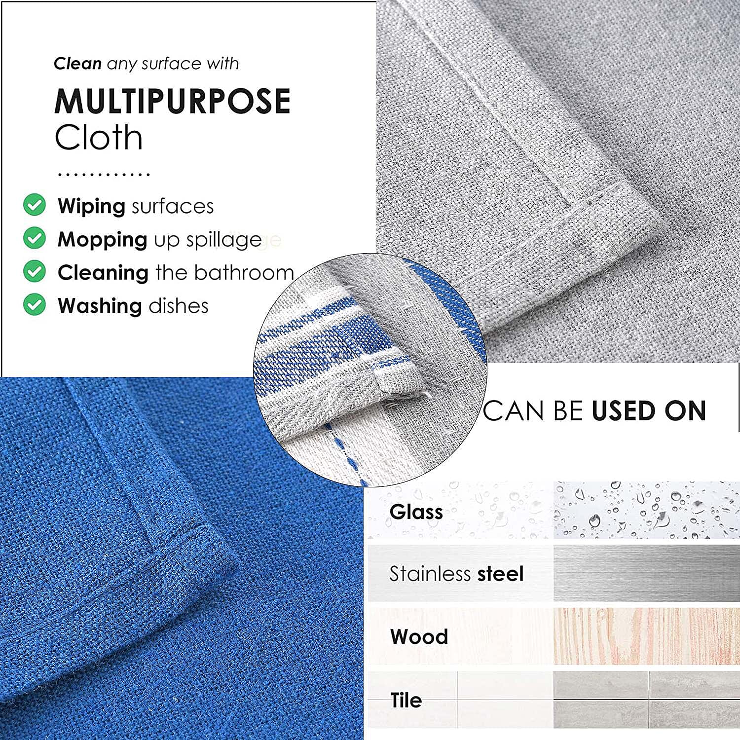 Set of 12 - Cotton Kitchen Towel (Size 56x36 cm) - Navy