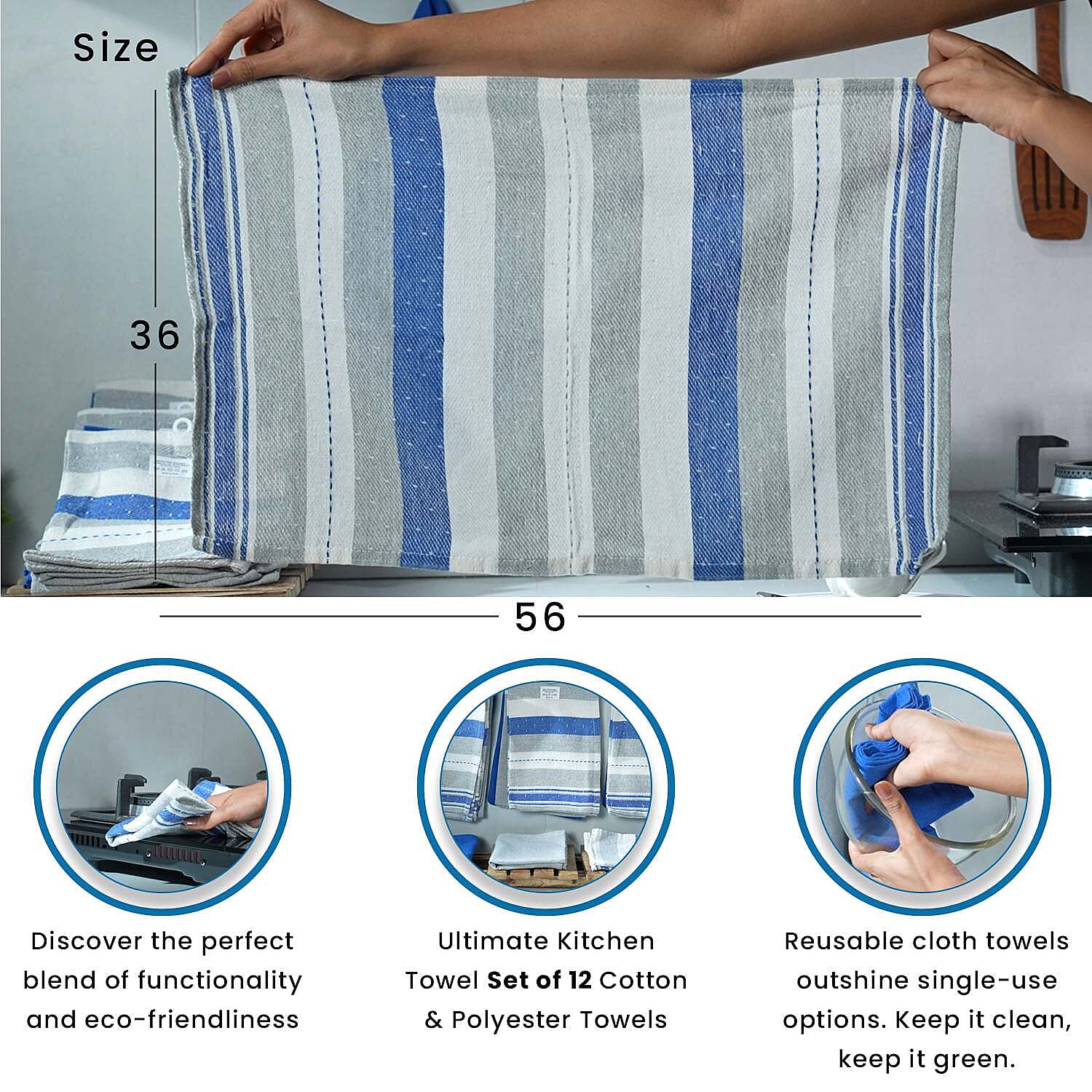 Set of 12 - Cotton Kitchen Towel (Size 56x36 cm) - Navy