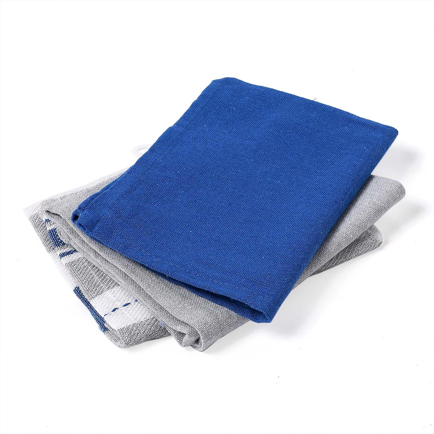 Set of 12 - Cotton Kitchen Towel (Size 56x36 cm) - Navy