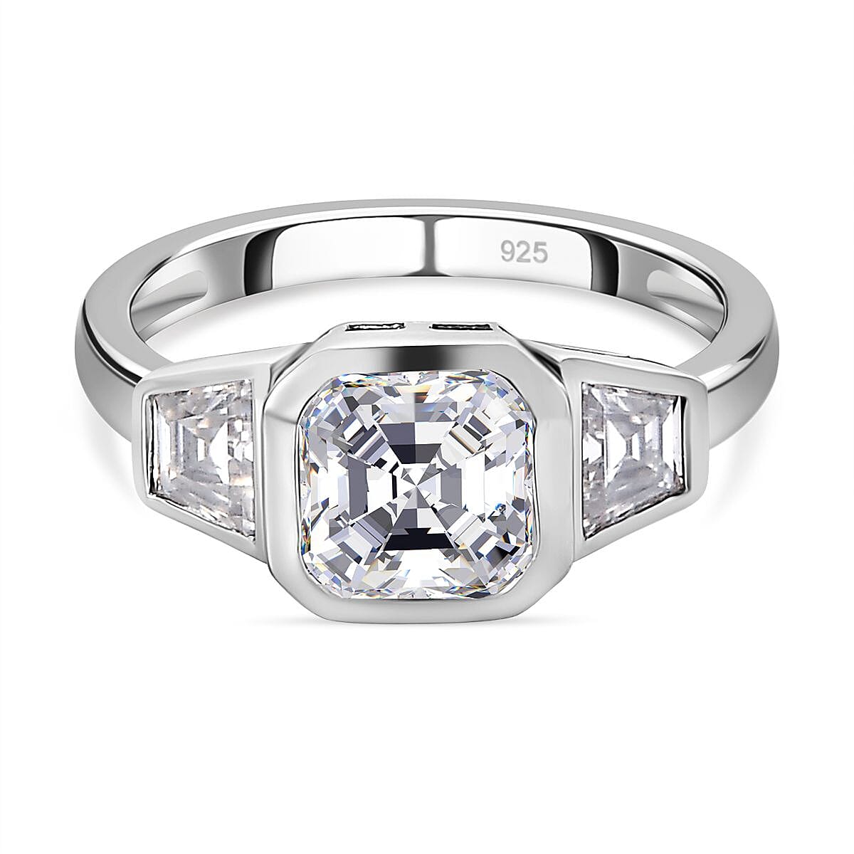 D'Joy Moissanite Ring in Platinum Overlay Sterling Silver 2.38 Ct.
