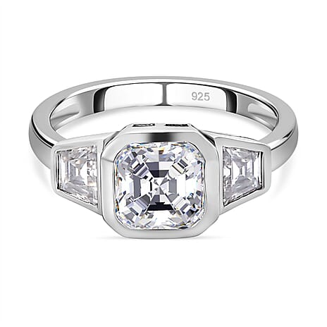 D'Joy Moissanite Ring in Platinum Overlay Sterling Silver 2.38 Ct.