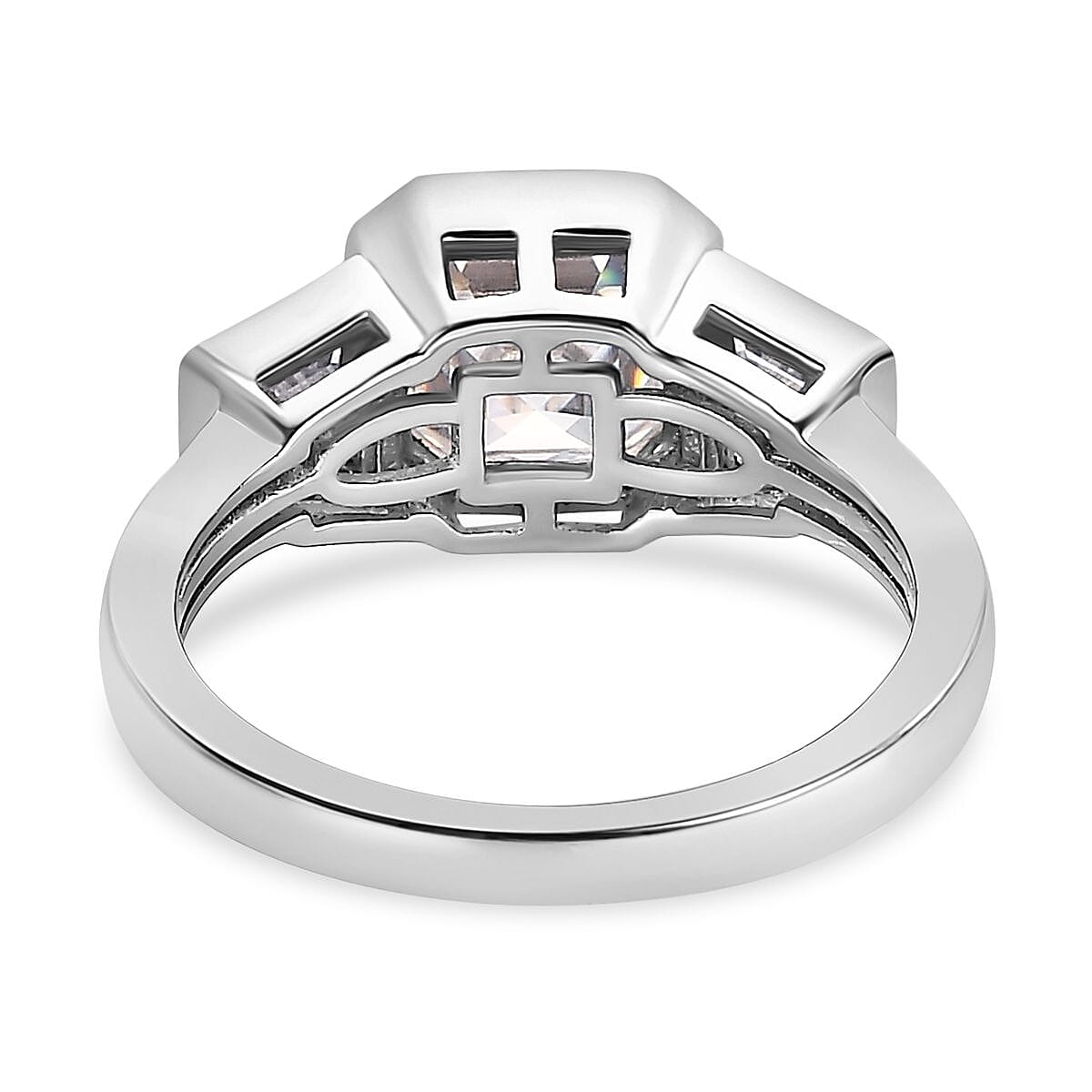 D'Joy Moissanite Ring in Platinum Overlay Sterling Silver 2.38 Ct.