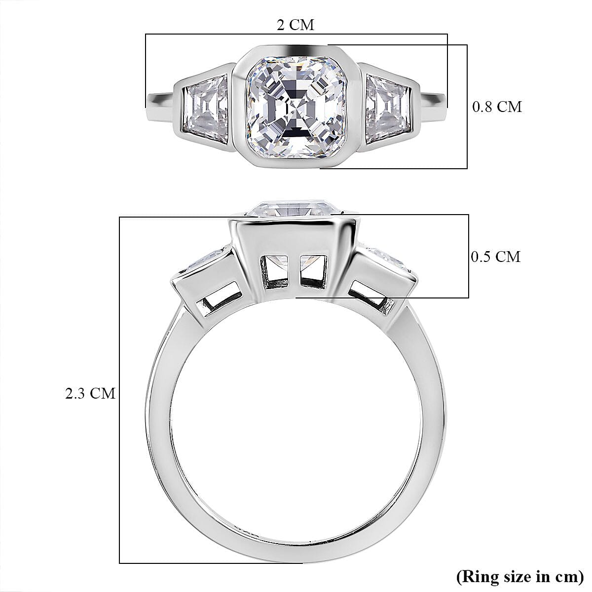 D'Joy Moissanite Ring in Platinum Overlay Sterling Silver 2.38 Ct.