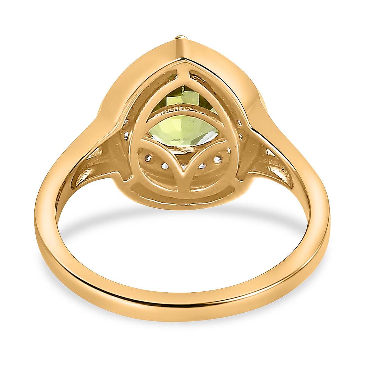 Hebei Peridot and Natural Zircon Ring in 18K Vermeil Yellow Gold Plated Sterling Silver 2.00 Ct Hebei Peridot and Natural Zircon Ring in 18K Vermeil Yellow Gold Plated Sterling Silver 2.00 Ct
