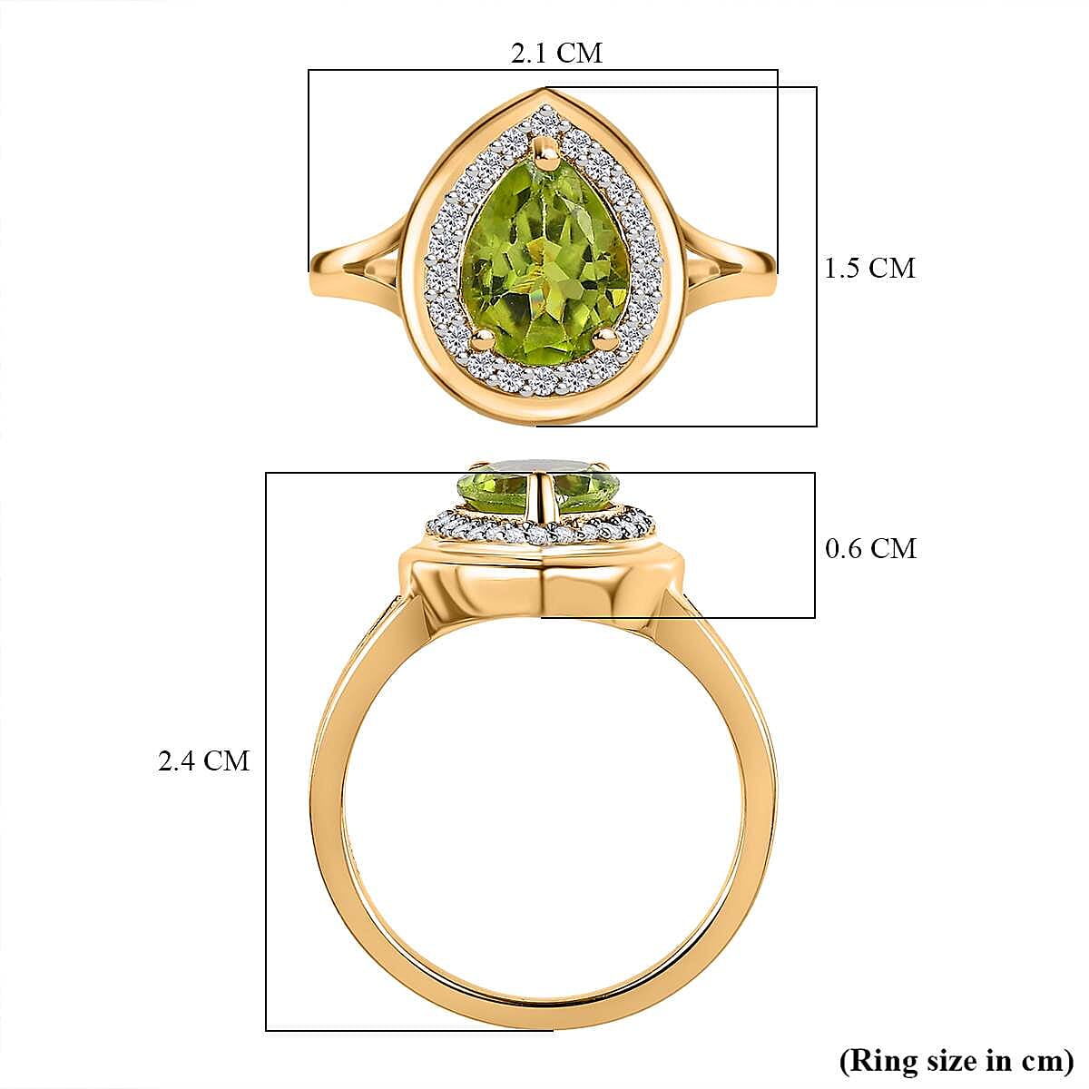 Hebei Peridot and Natural Zircon Ring in 18K Vermeil Yellow Gold Plated Sterling Silver 2.00 Ct Hebei Peridot and Natural Zircon Ring in 18K Vermeil Yellow Gold Plated Sterling Silver 2.00 Ct