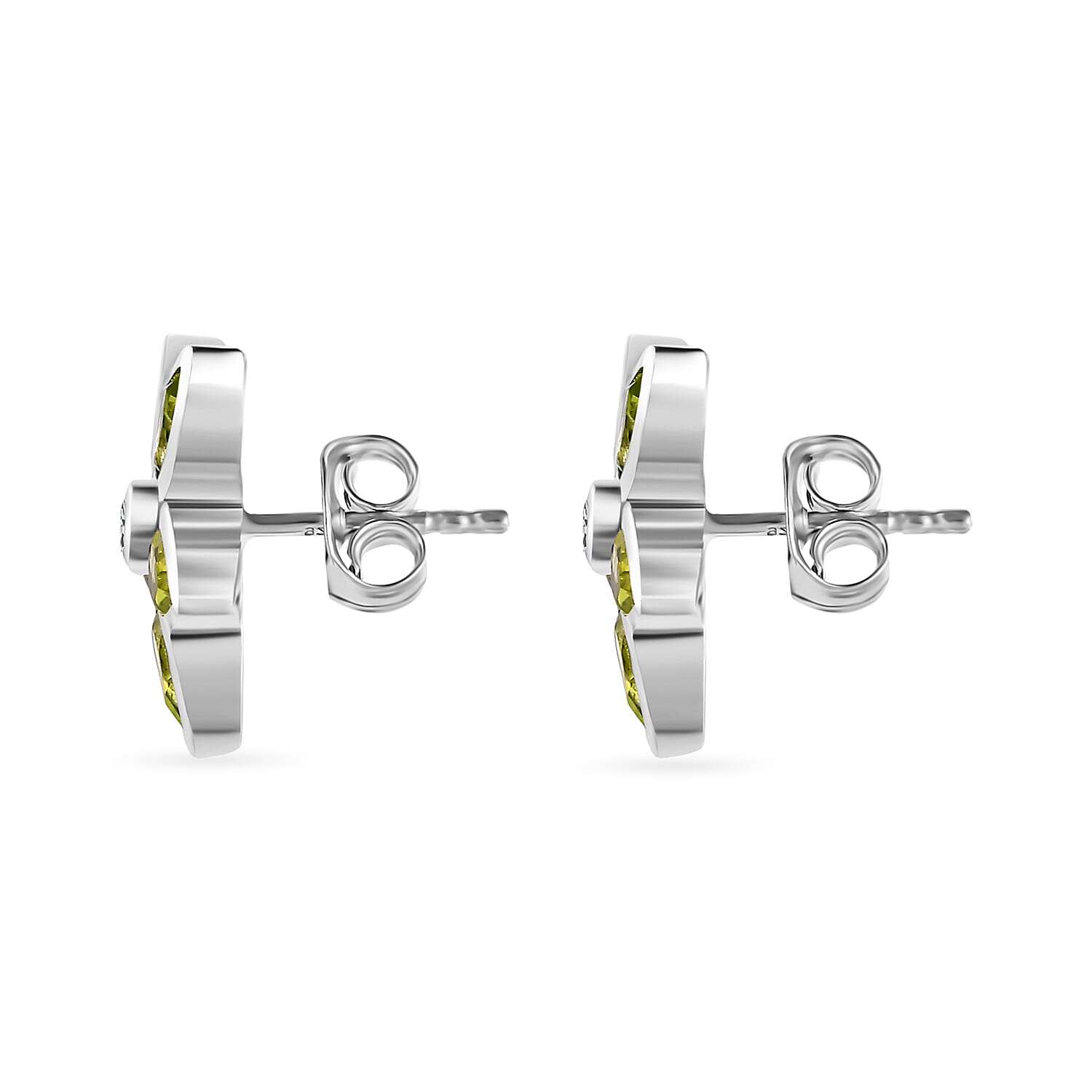 Hebei Peridot and Natural Zircon Floral Earrings in Platinum Overlay Sterling Silver 2.44 Ct