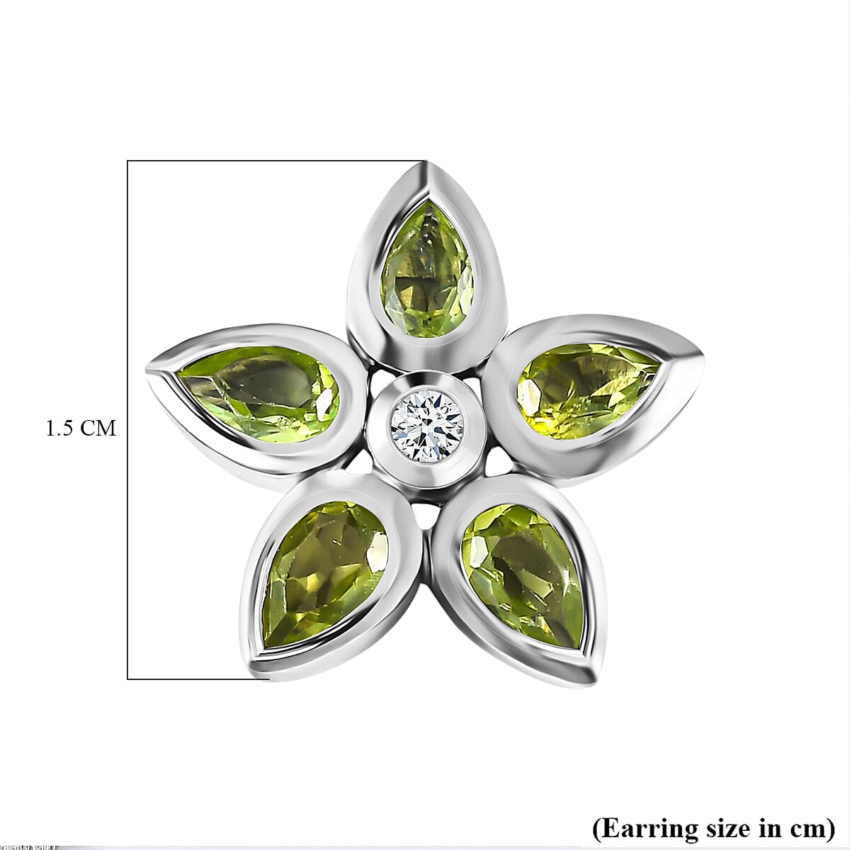 Hebei Peridot and Natural Zircon Floral Earrings in Platinum Overlay Sterling Silver 2.44 Ct
