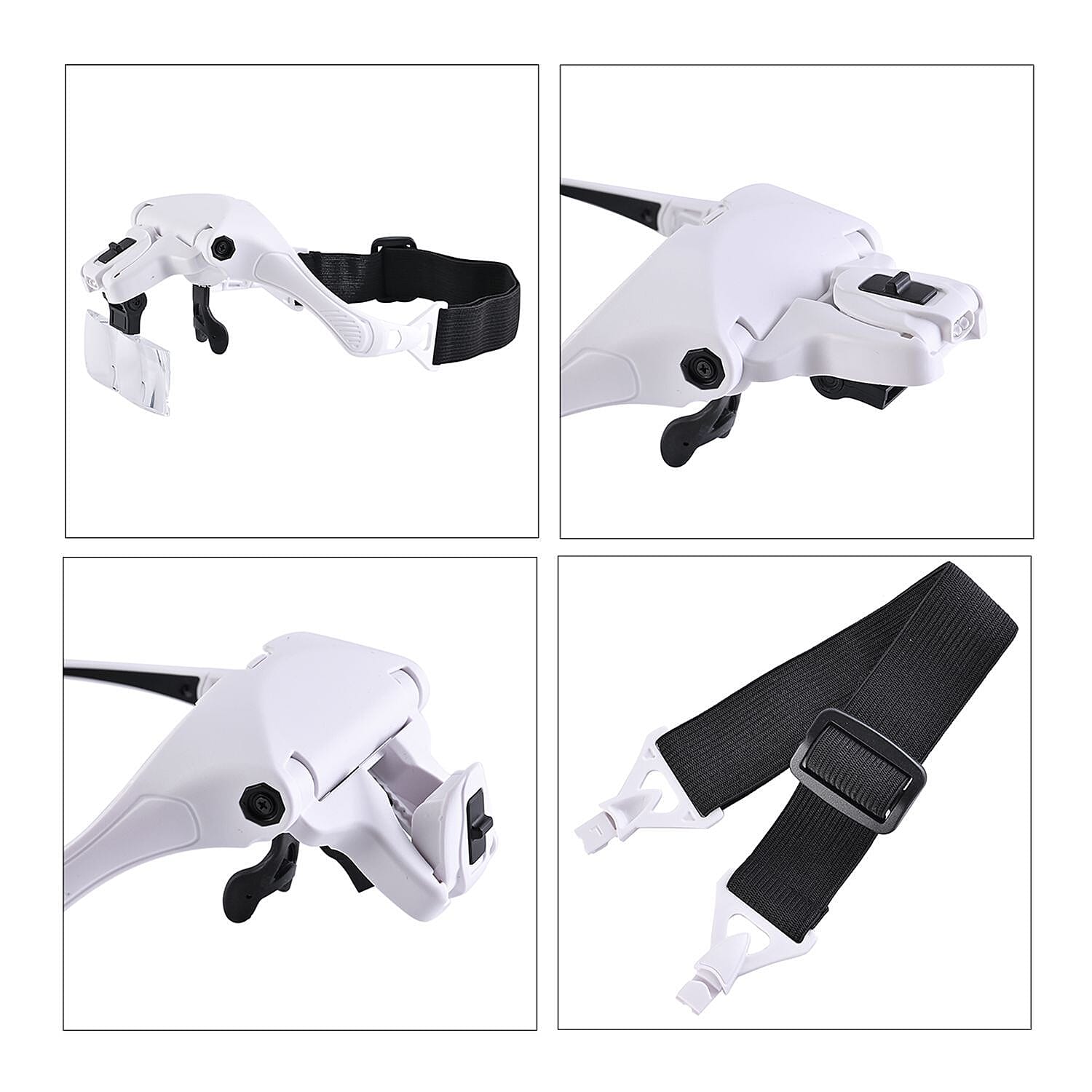 Magnifying Eyeglasses with Five Lenses of Different Magnifications (3XAAA Not Incl.) - White