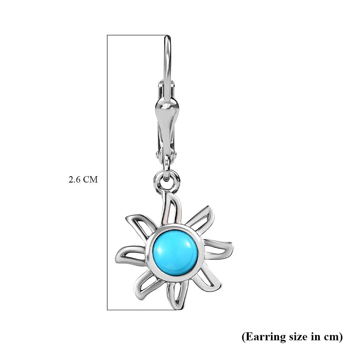 Arizona Sleeping Beauty Turquoise Sun Earrings in Platinum Overlay Sterling Silver 1.04 Ct