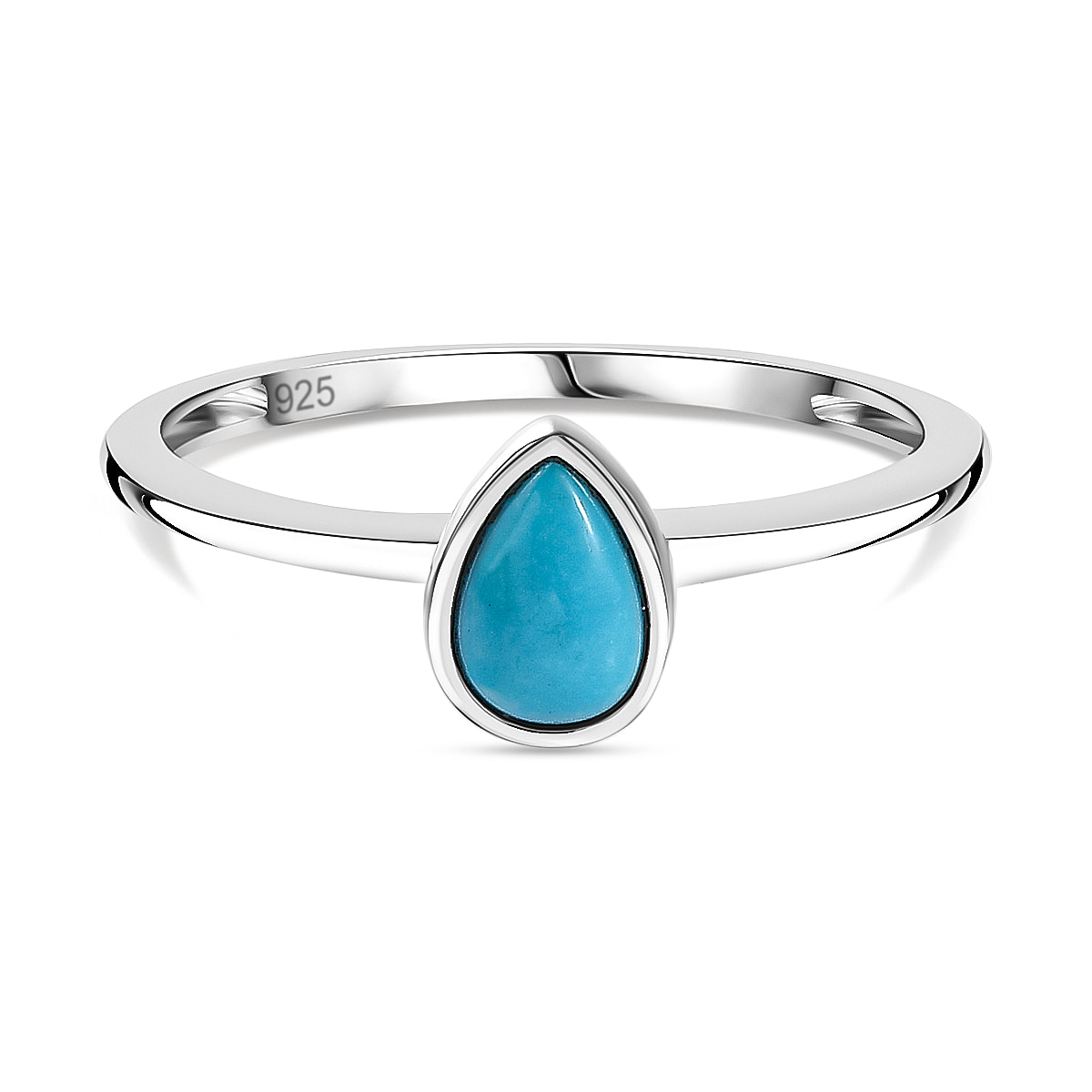 Arizona Sleeping Beauty Turquoise Solitaire Ring in Sterling Silver