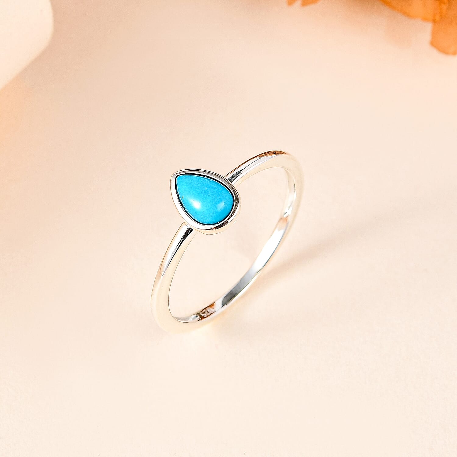 Arizona Sleeping Beauty Turquoise Solitaire Ring in Sterling Silver