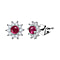 African Ruby , White Zircon Main Stone With Side Stone Earring Sterling Silver 1.26 ct 1.508 Ct.