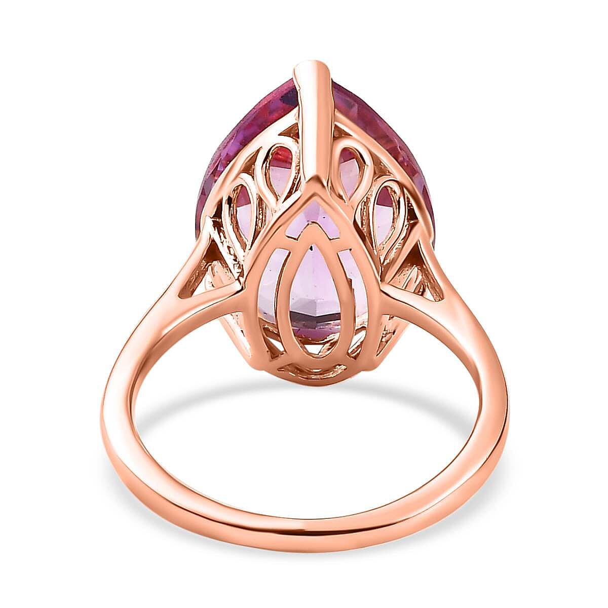 Pink Amethyst Solitaire Ring in 14K Rose Gold Overlay Sterling Silver 7.93 Ct