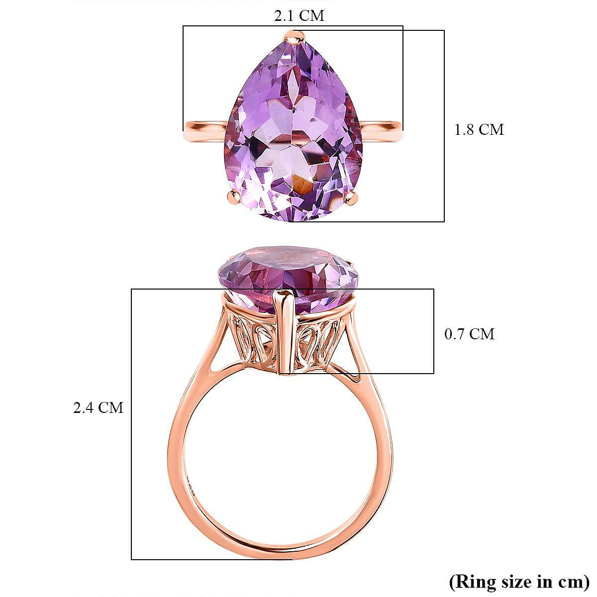 Pink Amethyst Solitaire Ring in 14K Rose Gold Overlay Sterling Silver 7.93 Ct