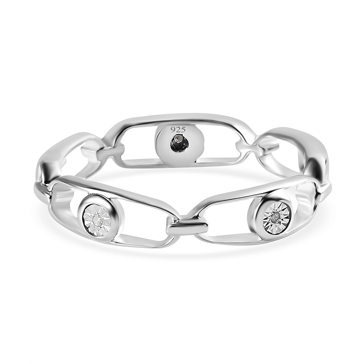 Diamond Band Move Link Ring in Sterling Silver