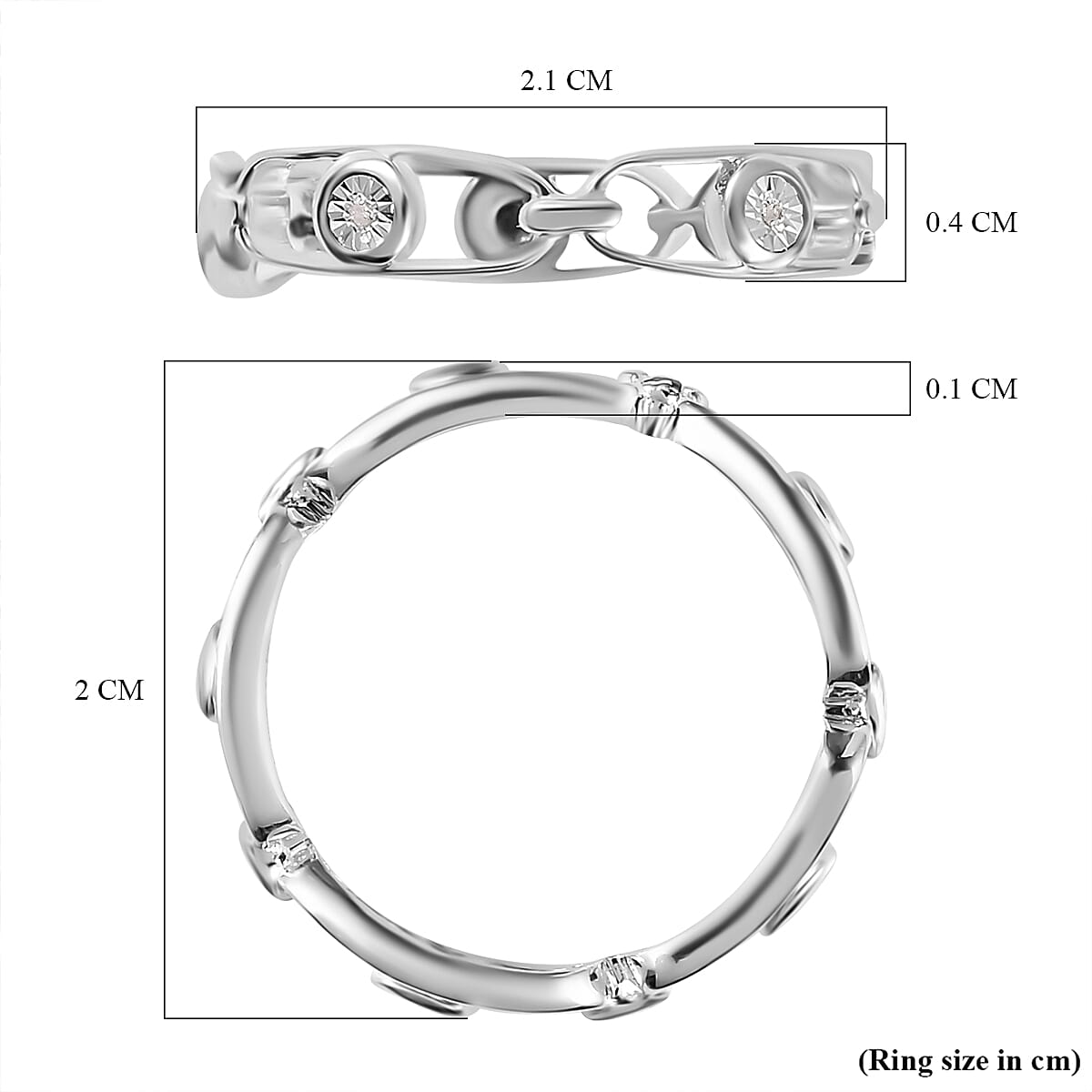 Diamond Band Move Link Ring in Sterling Silver