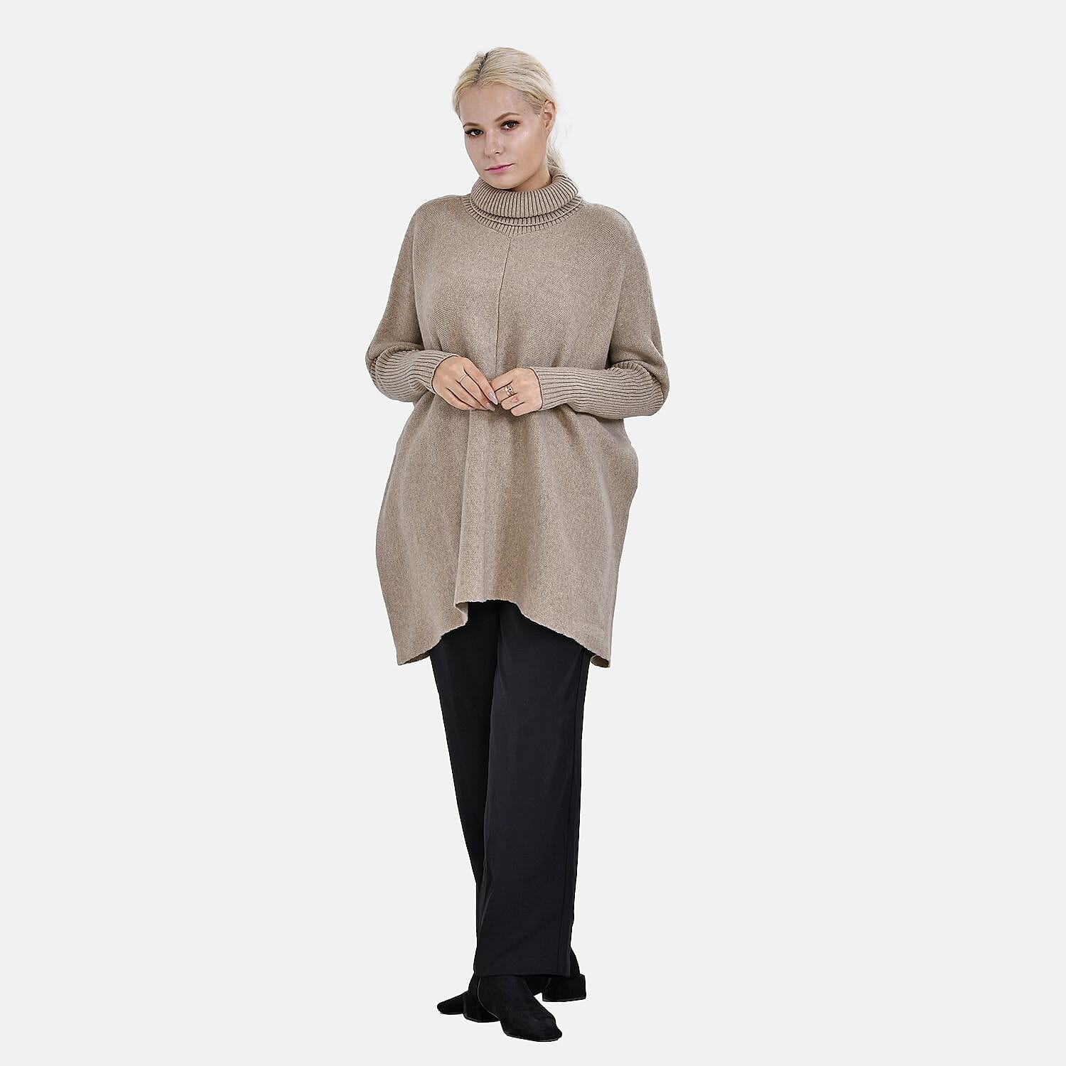 Tamsy Roll Neck Jumper (Size 8-18) - Beige