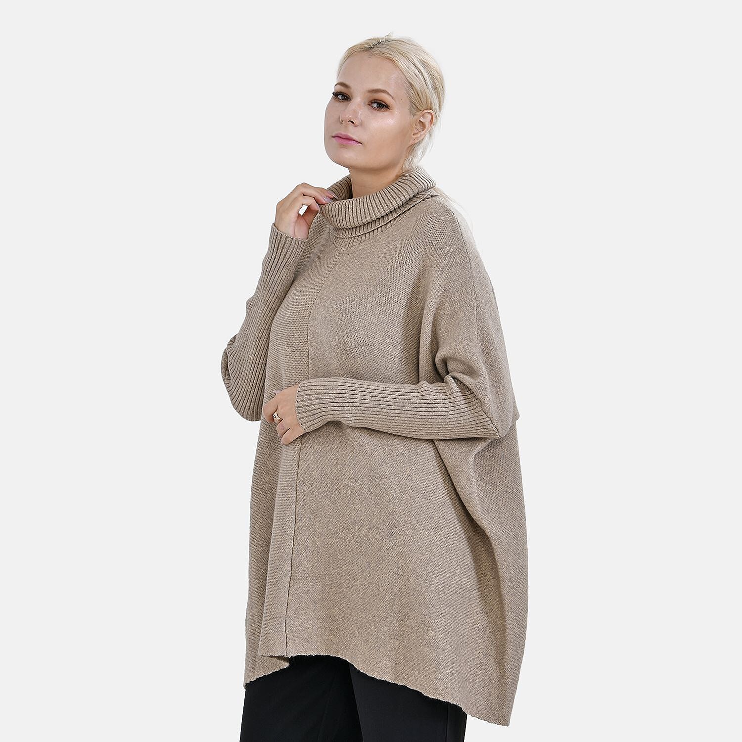 Tamsy Roll Neck Jumper (Size 8-18) - Beige