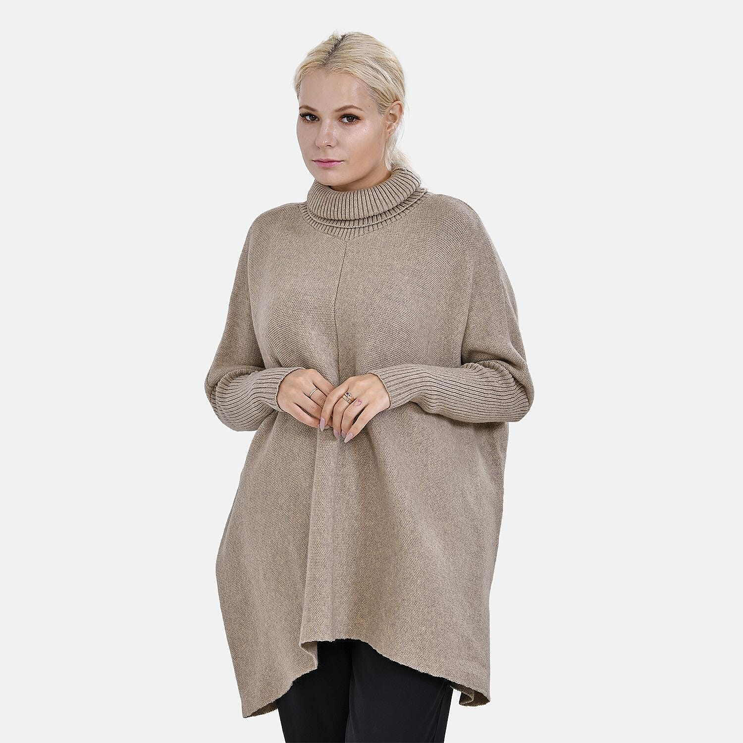 Tamsy Roll Neck Jumper (Size 8-18) - Beige