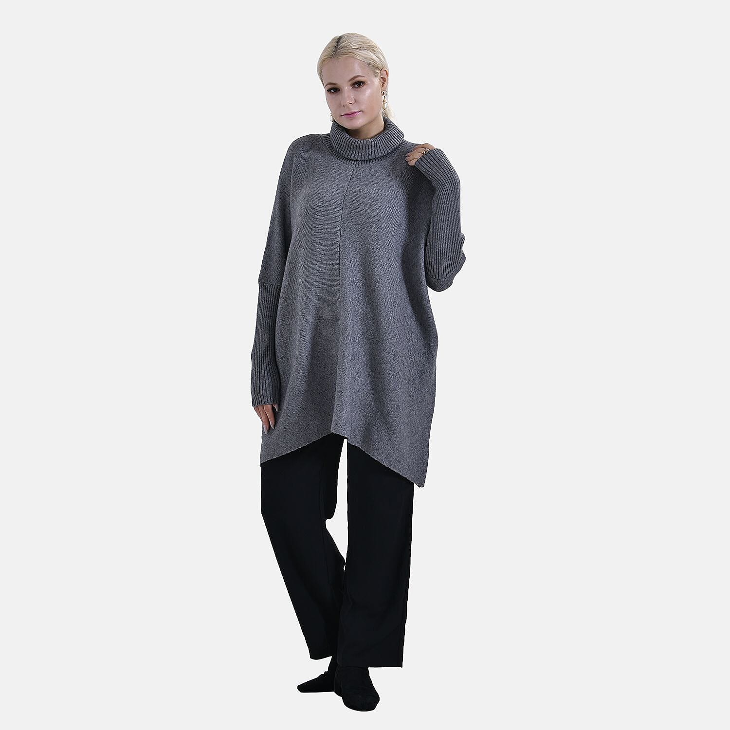 Tamsy Roll Neck Jumper (Size 8-18) - Grey