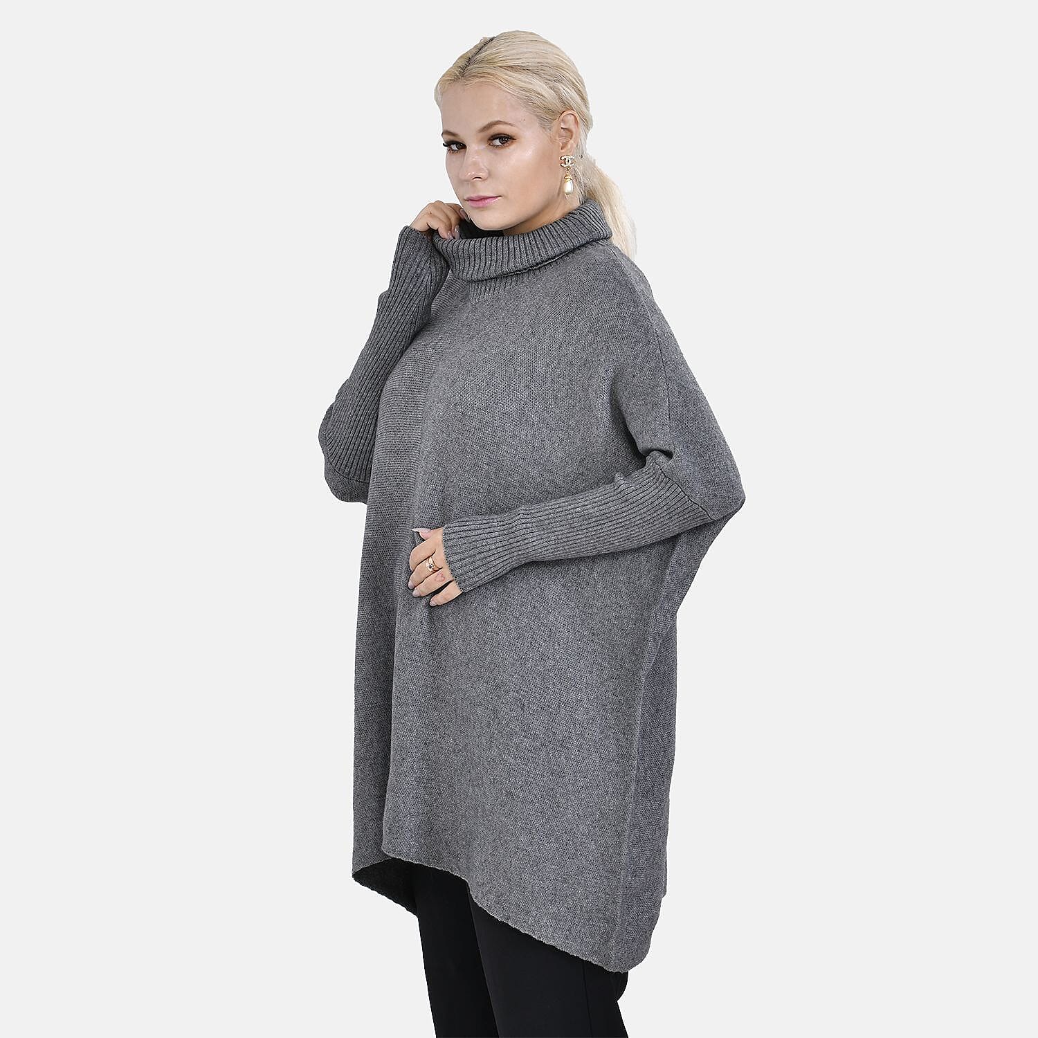Tamsy Roll Neck Jumper (Size 8-18) - Grey