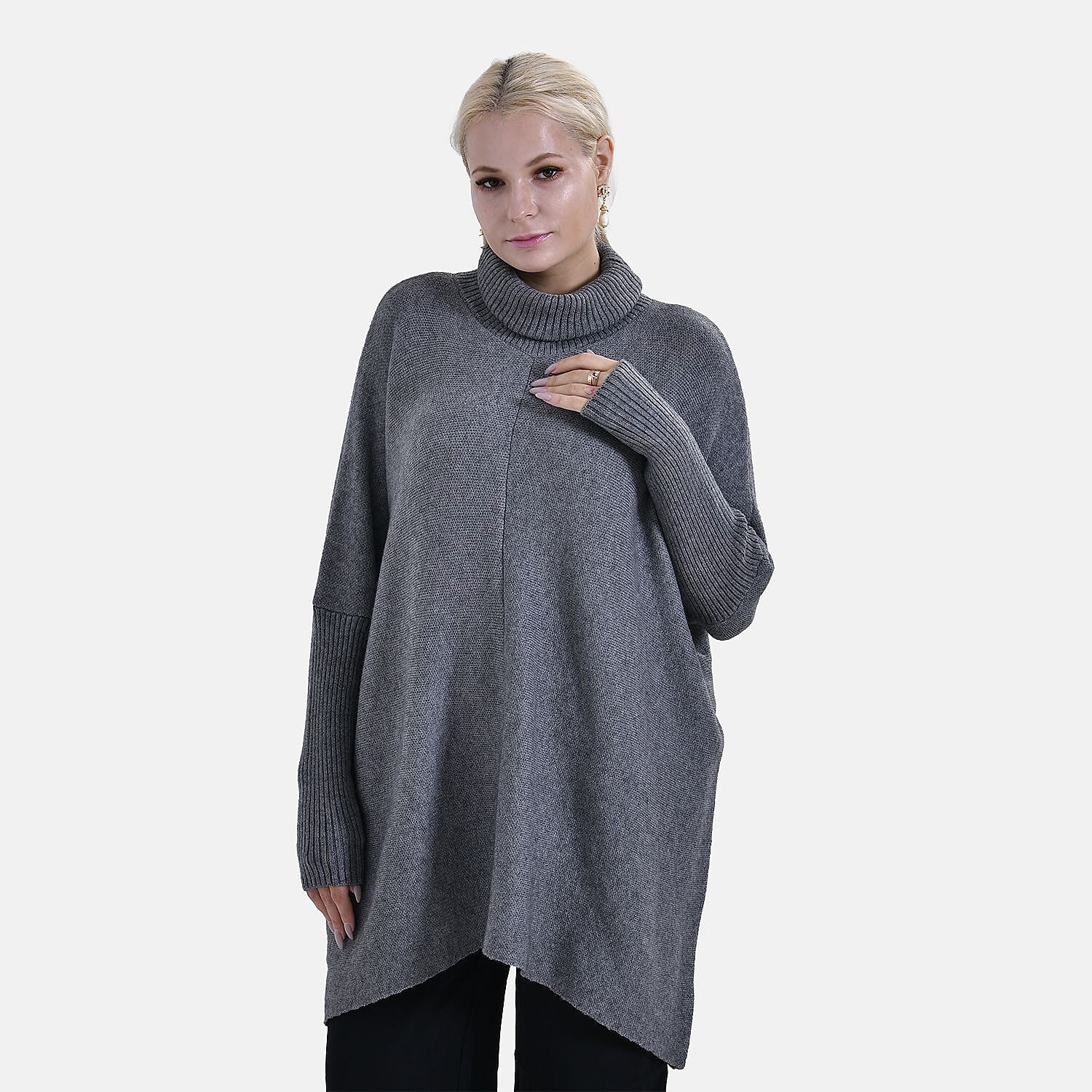 Tamsy Roll Neck Jumper (Size 8-18) - Grey