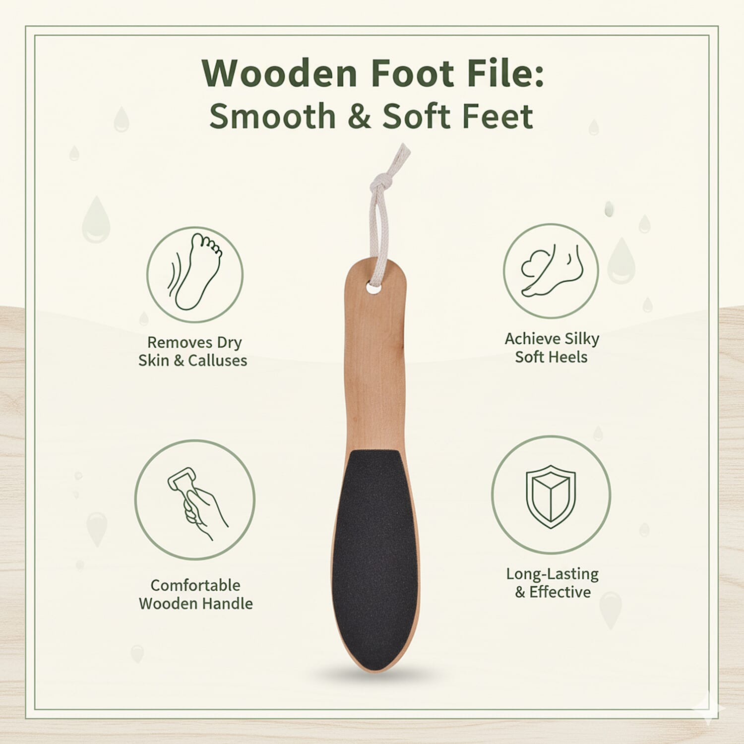 Set of 6 Eco bath accessories -  bath belt, wooden foot file, mesh sponge, loofah block, oval sisal pad, oval wooden body massager