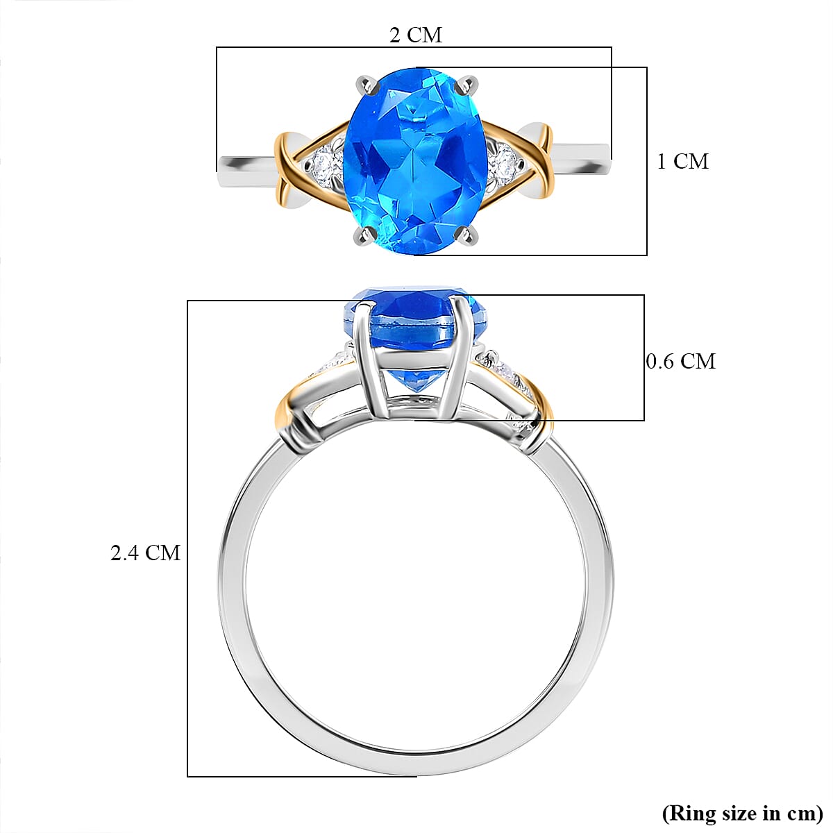 Carribean Quartz & Natural Zircon Ring in 18K Vermeil Yellow Gold Plated & Rhodium Overlay Sterling Silver 2.14 Ct. Carribean Quartz & Natural Zircon Ring in 18K Vermeil Yellow Gold Plated & Rhodium Overlay Sterling Silver 2.14 Ct.