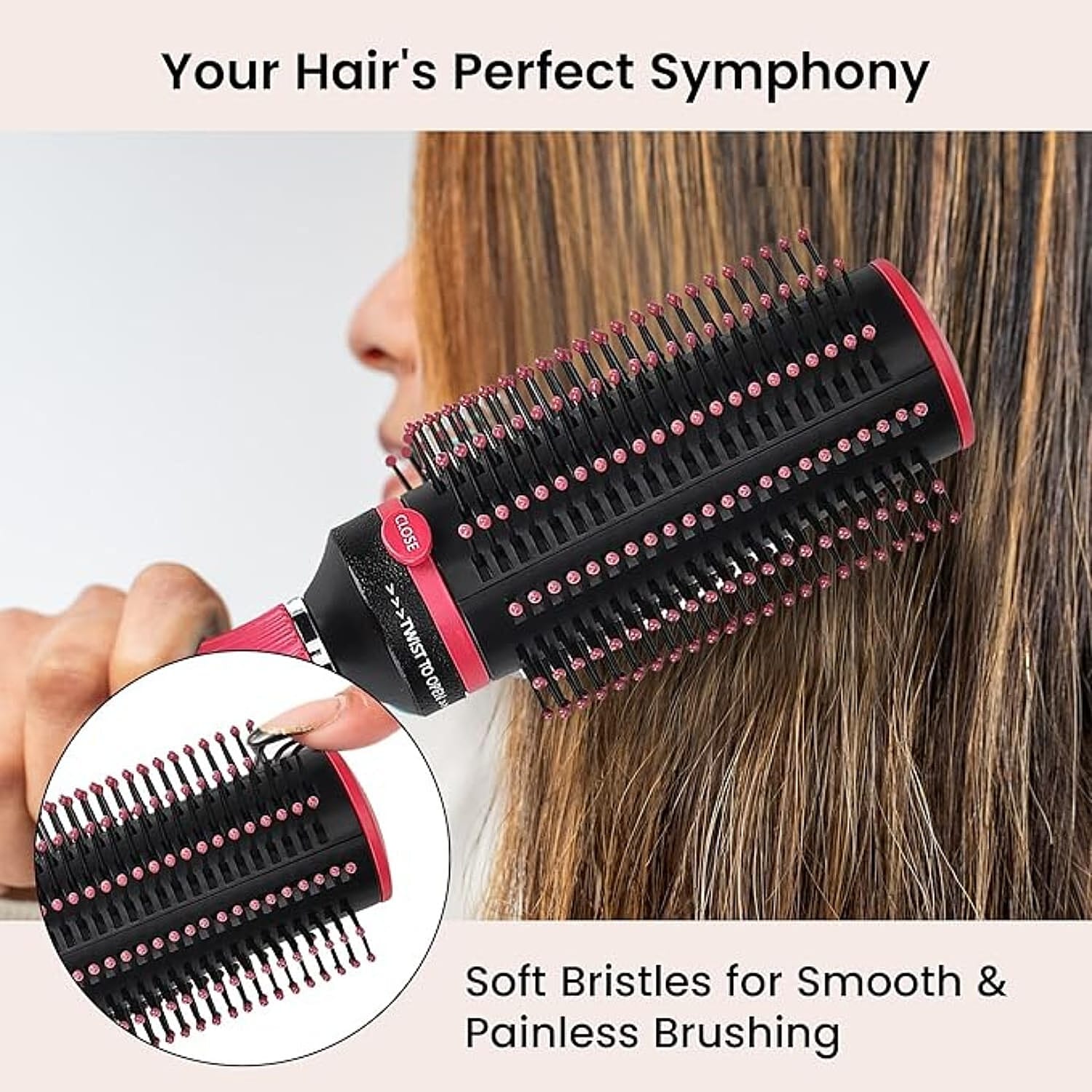 Neomi - Retractable Detangle Hair Brush for Curly Hair, Straight Hair & Wet Hair, Soft Bristle for Long, Thick & Curly Hair | Easy Clean Travel Brush - Brown