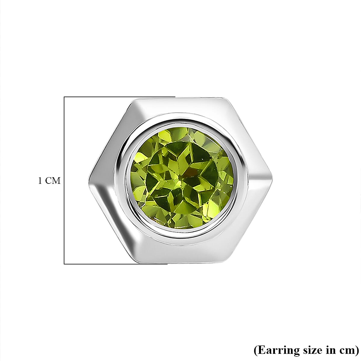 Hebei Peridot Solitaire Stud Earrings with Push Back in Platinum Overlay Sterling Silver 1.75 Ct.