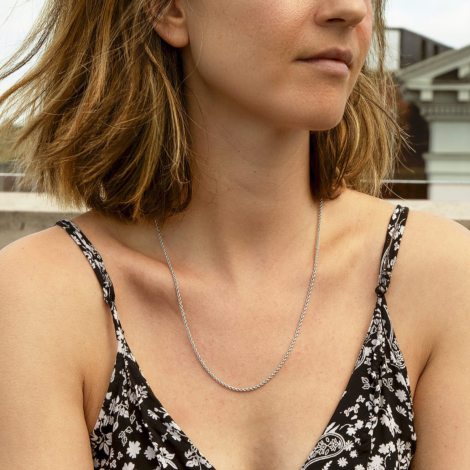 9K White Gold  Chain (Size - 22),  Gold Wt. 2.4 Gms