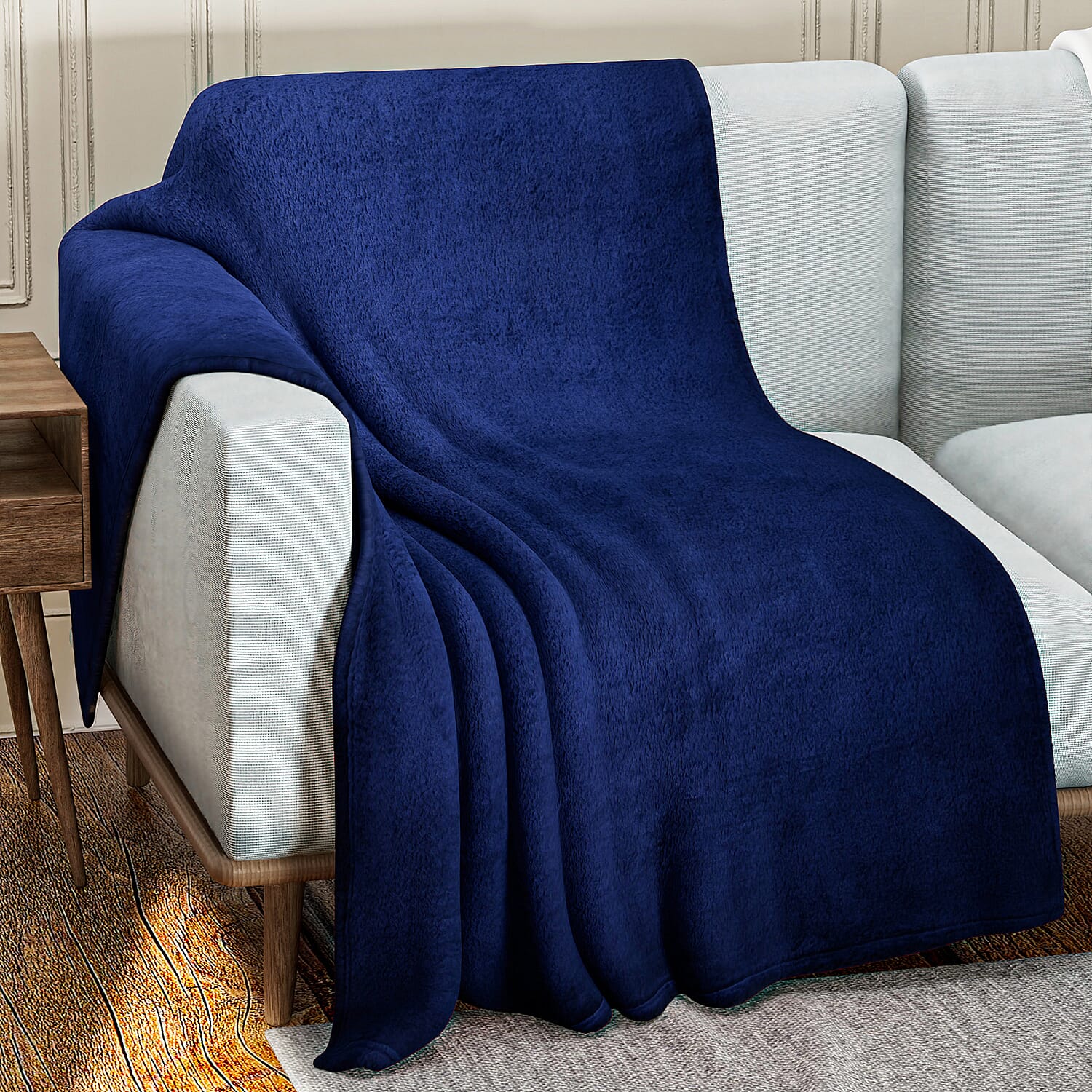 Double Sided Sherpa Luxe Blanket (200x150 cm) - Navy