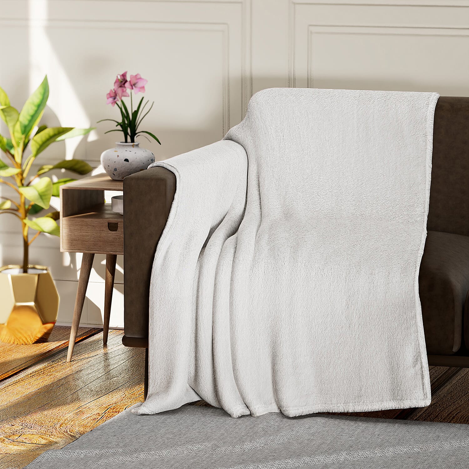 Double Sided Sherpa Luxe Blanket (200x150 cm) - White