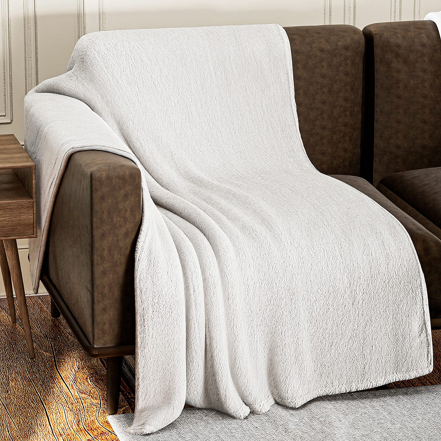 Double Sided Sherpa Luxe Blanket (200x150 cm) - White