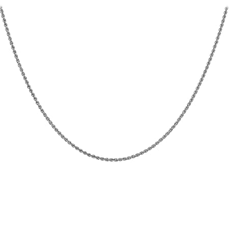 2mm Hollow Rope Chain 20 Inch in 9K White Gold
