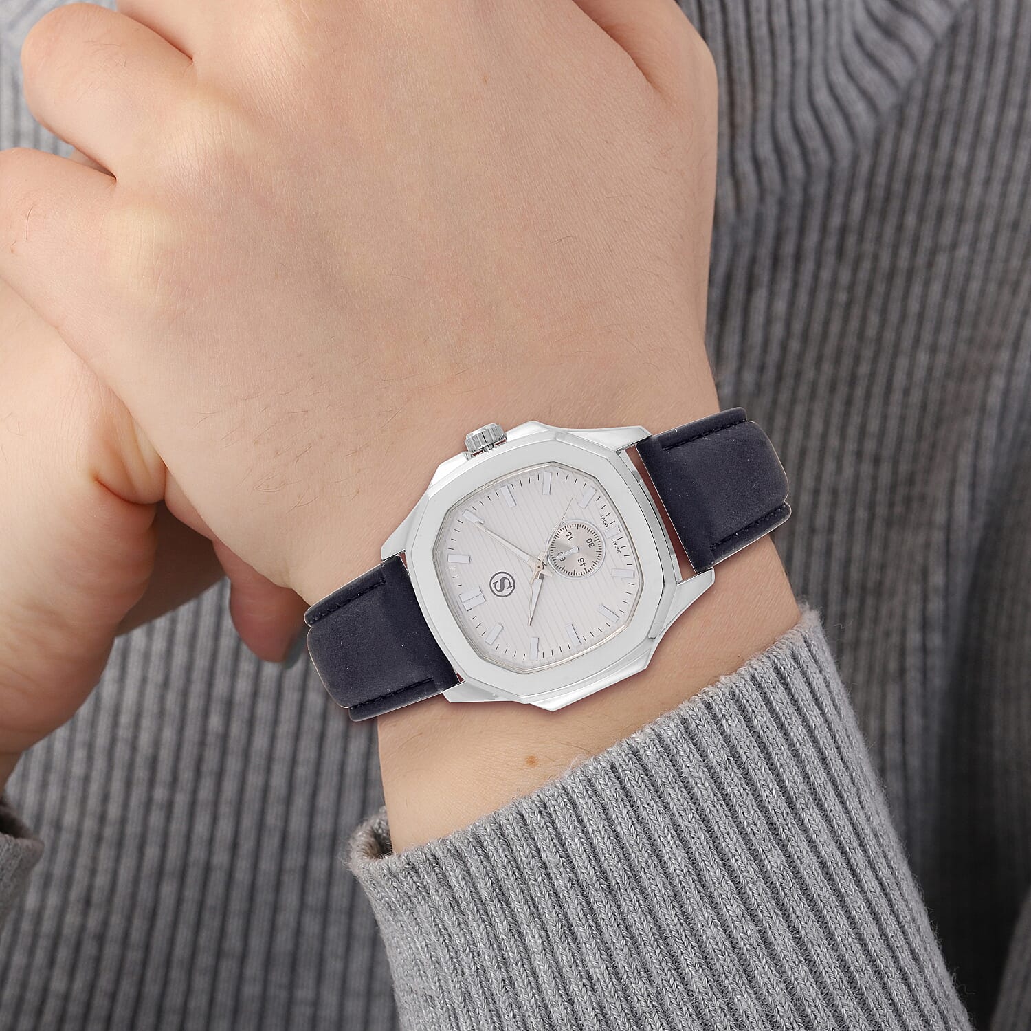 STRADA Japanese Movement Black Dial Water Resistant Watch with Stainless Steel Back