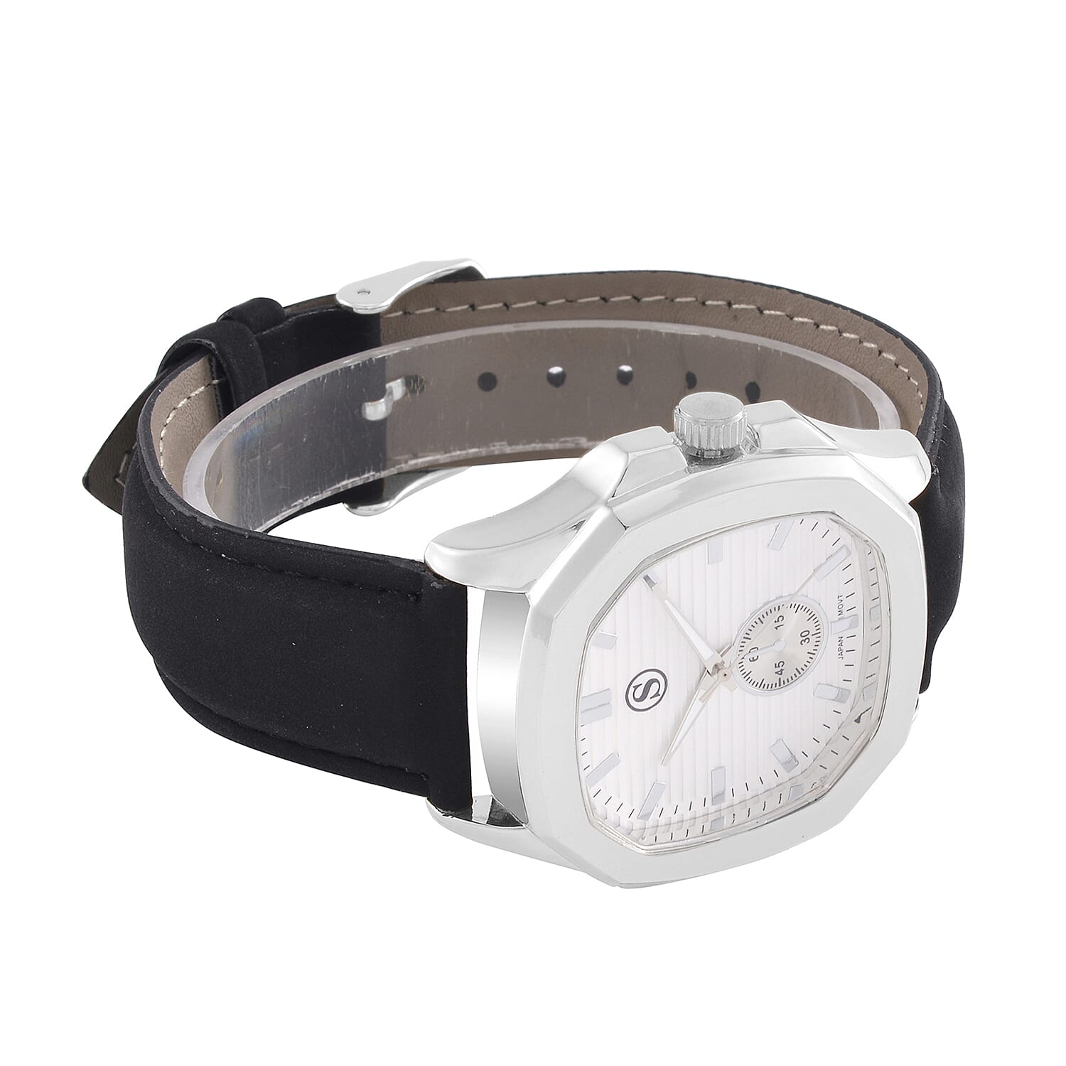 STRADA Japanese Movement Black Dial Water Resistant Watch with Stainless Steel Back