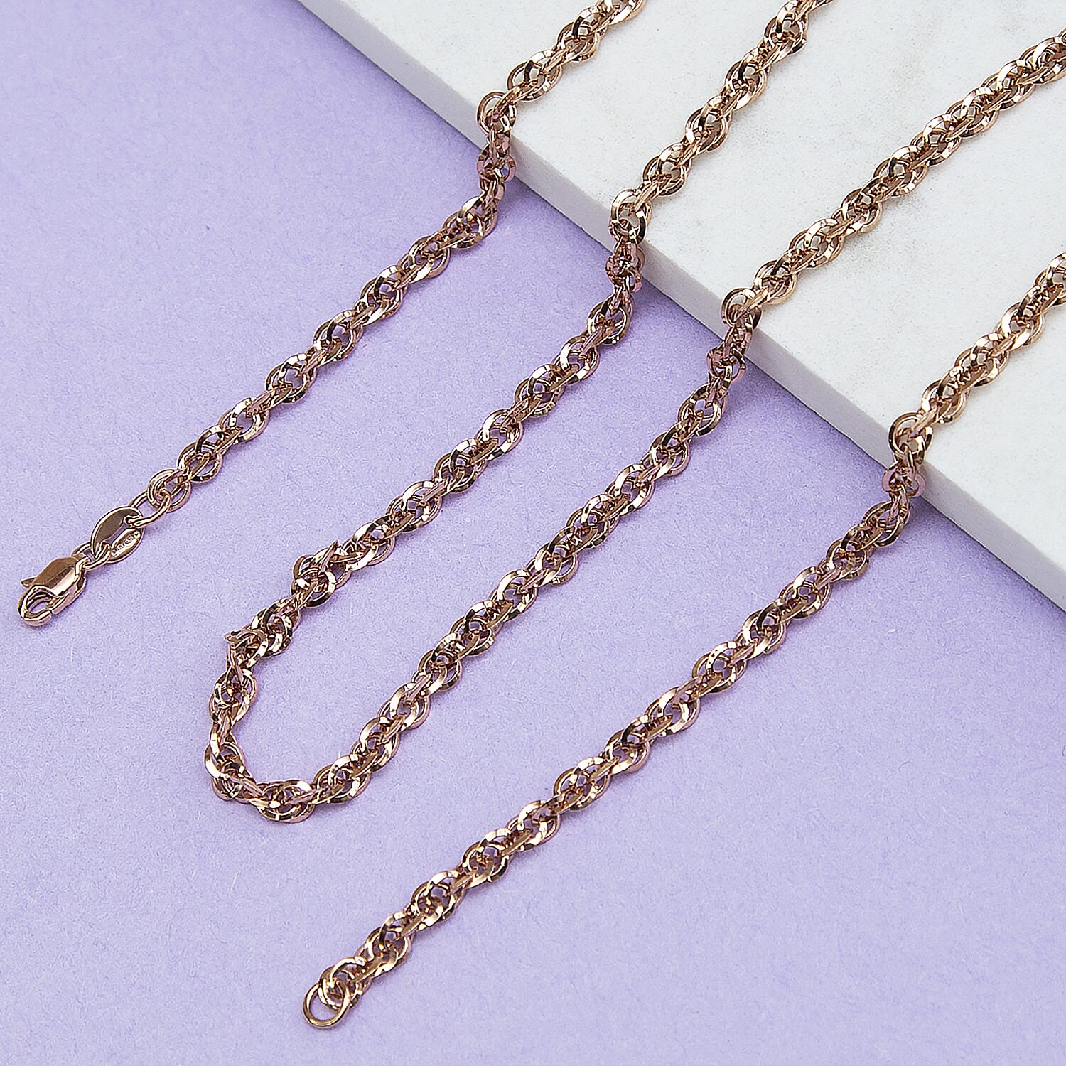 Diamond Cut Prince of Wales Chain 16 Inch in 9K Gold