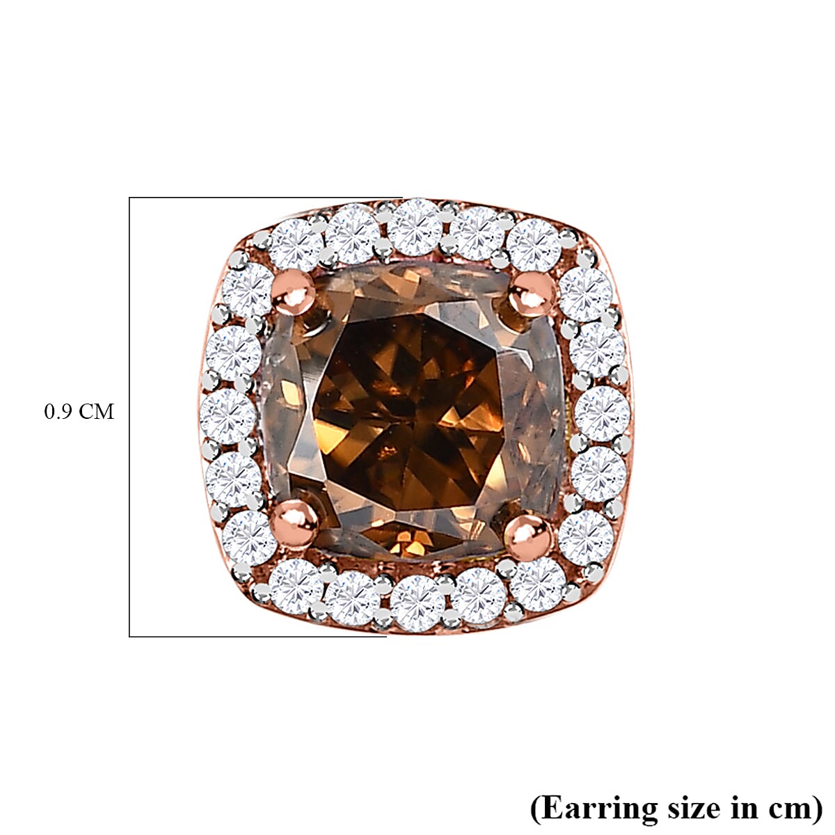 9K Rose Gold Champagne Moissanite & Moissanite Stud Earring 1.69 Ct 9K Rose Gold Champagne Moissanite & Moissanite Stud Earring 1.69 Ct