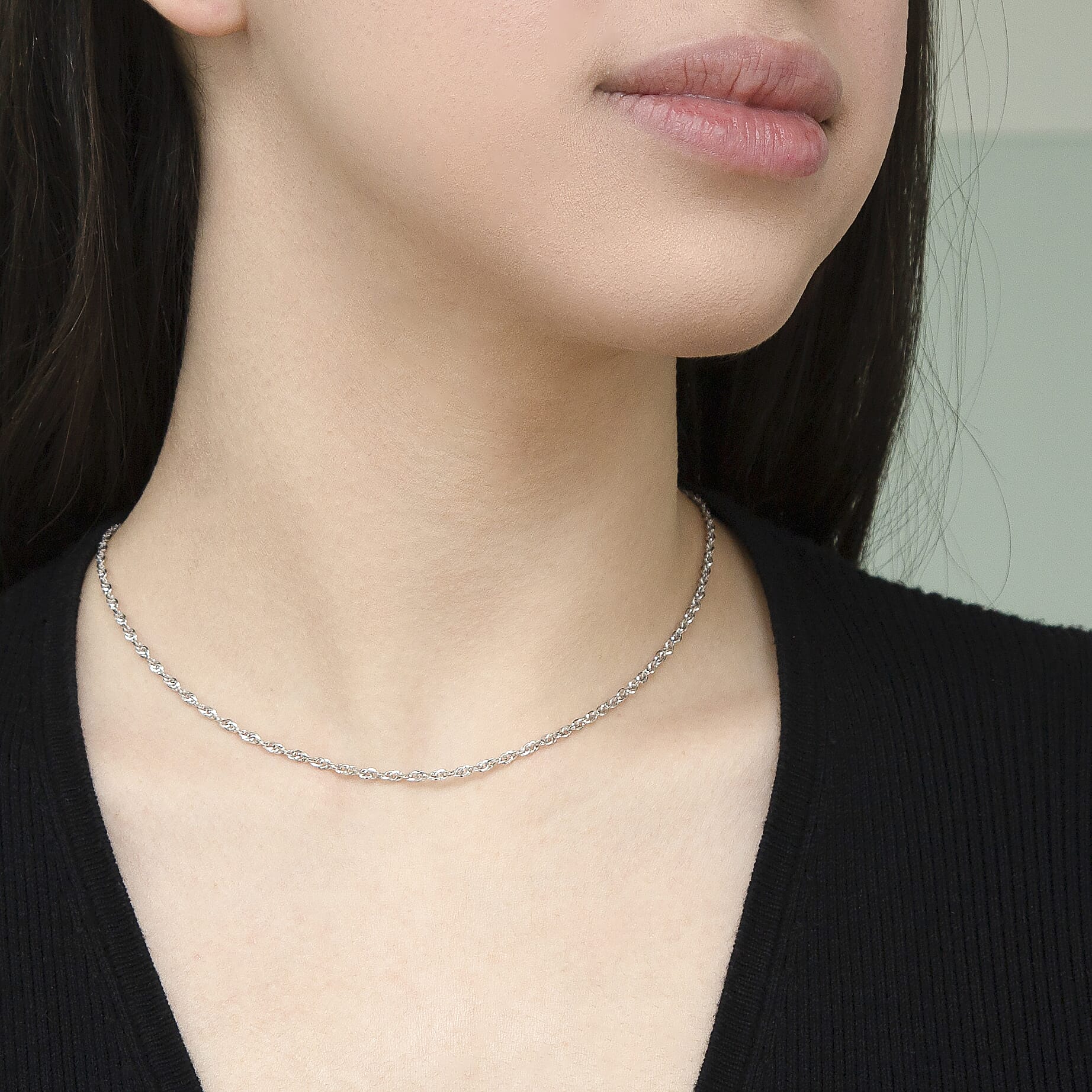 9K White Gold  Chain (Size - 16),  Gold Wt. 1.6 Gms