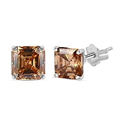 9K White Gold Yellow Moissanite Stud Earrings 1.40 Ct