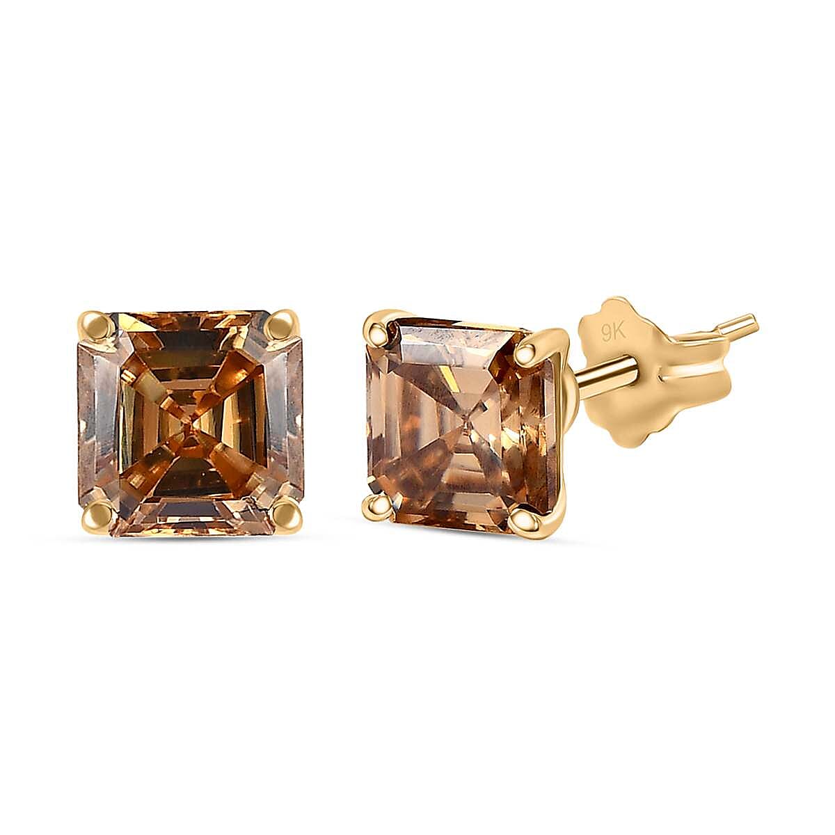 9K Yellow Gold  Yellow Moissanite Stud Earrings 1.40 Ct